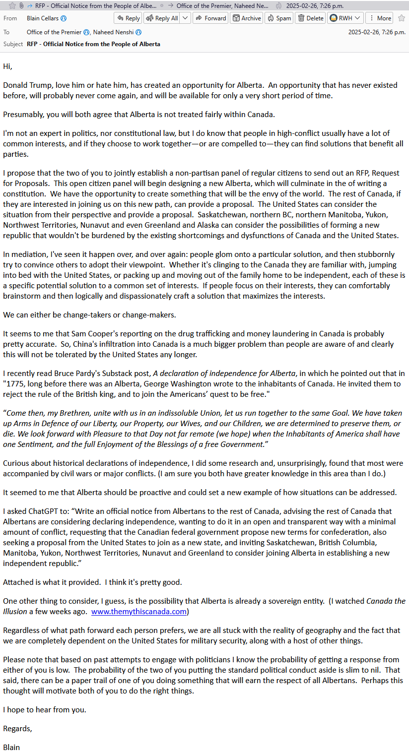 Email to Smith and Nenshi (Feb 26, 2025) � tap to enlarge