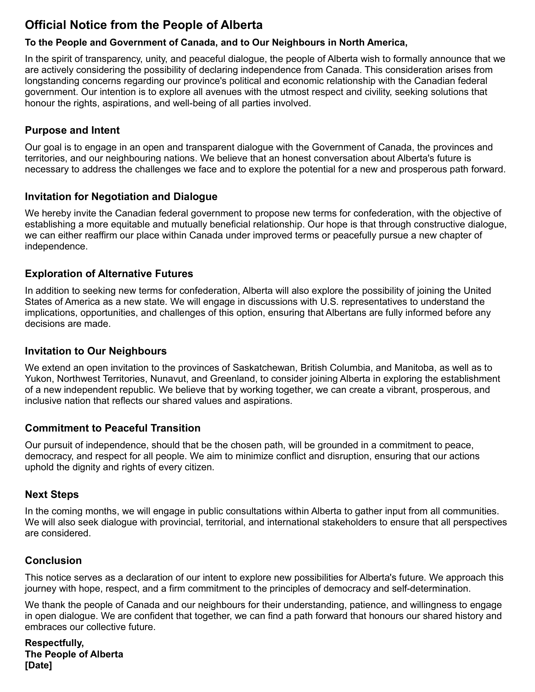 Official Notice from the People of Alberta � tap to enlarge